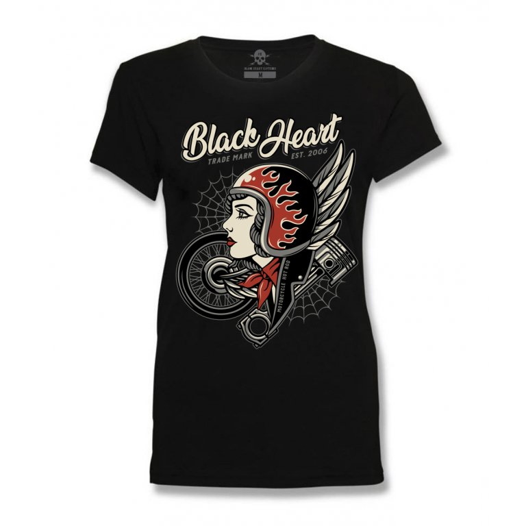 Dámské triko BLACK HEART Motorcycle Girl černá - L
