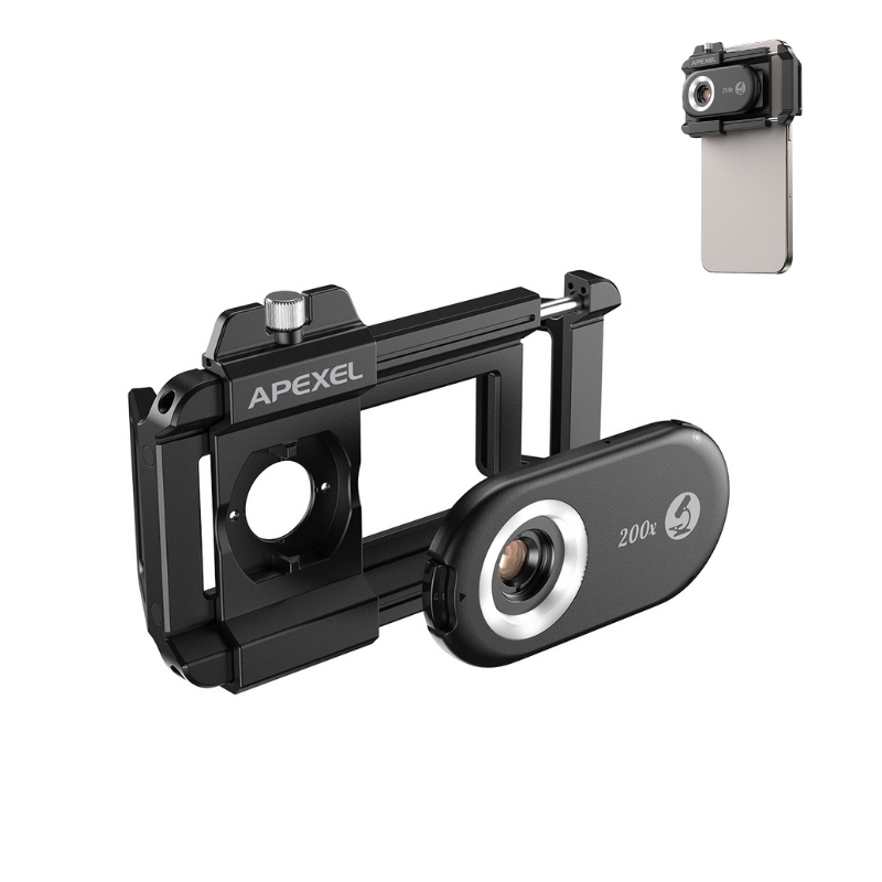Mikroskop objektiv pro smartphone 200x Apexel s LED a UV světlem