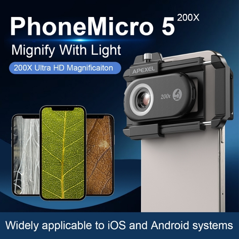 Mikroskop objektiv pro smartphone 200x Apexel s LED a UV světlem (obrázek 4)