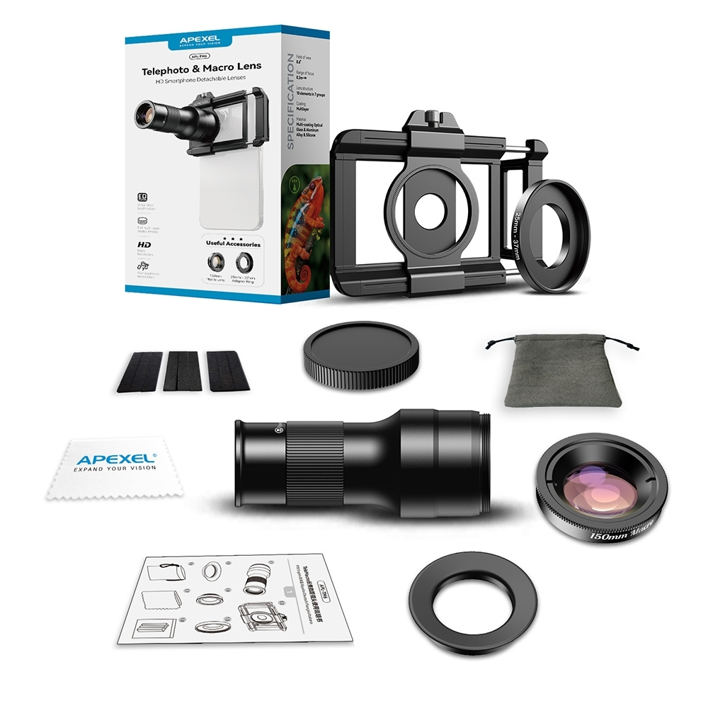 Sada Apexel 2v1 - teleobjektiv 6x a makro objektiv 150 mm (obrázek 10)