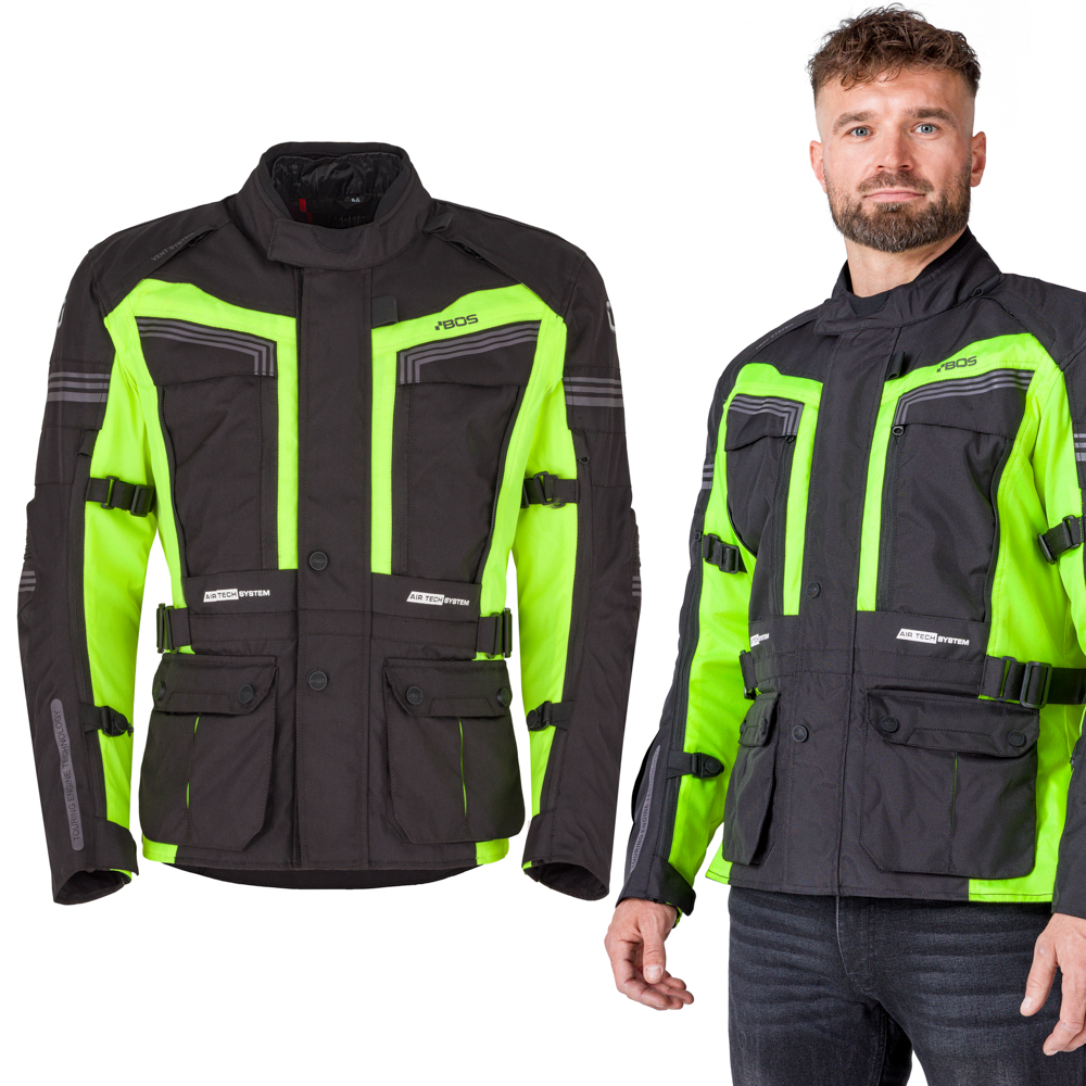 Pánská touringová moto bunda BOS Maximum Neon M