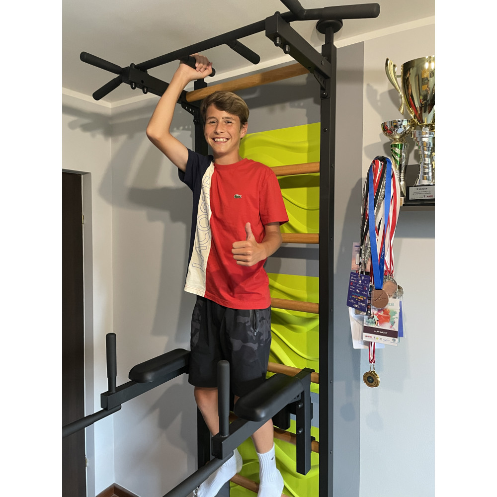 Žebřiny s hrazdou a bradly BenchK 522B 240x67 cm - Obrázek 6