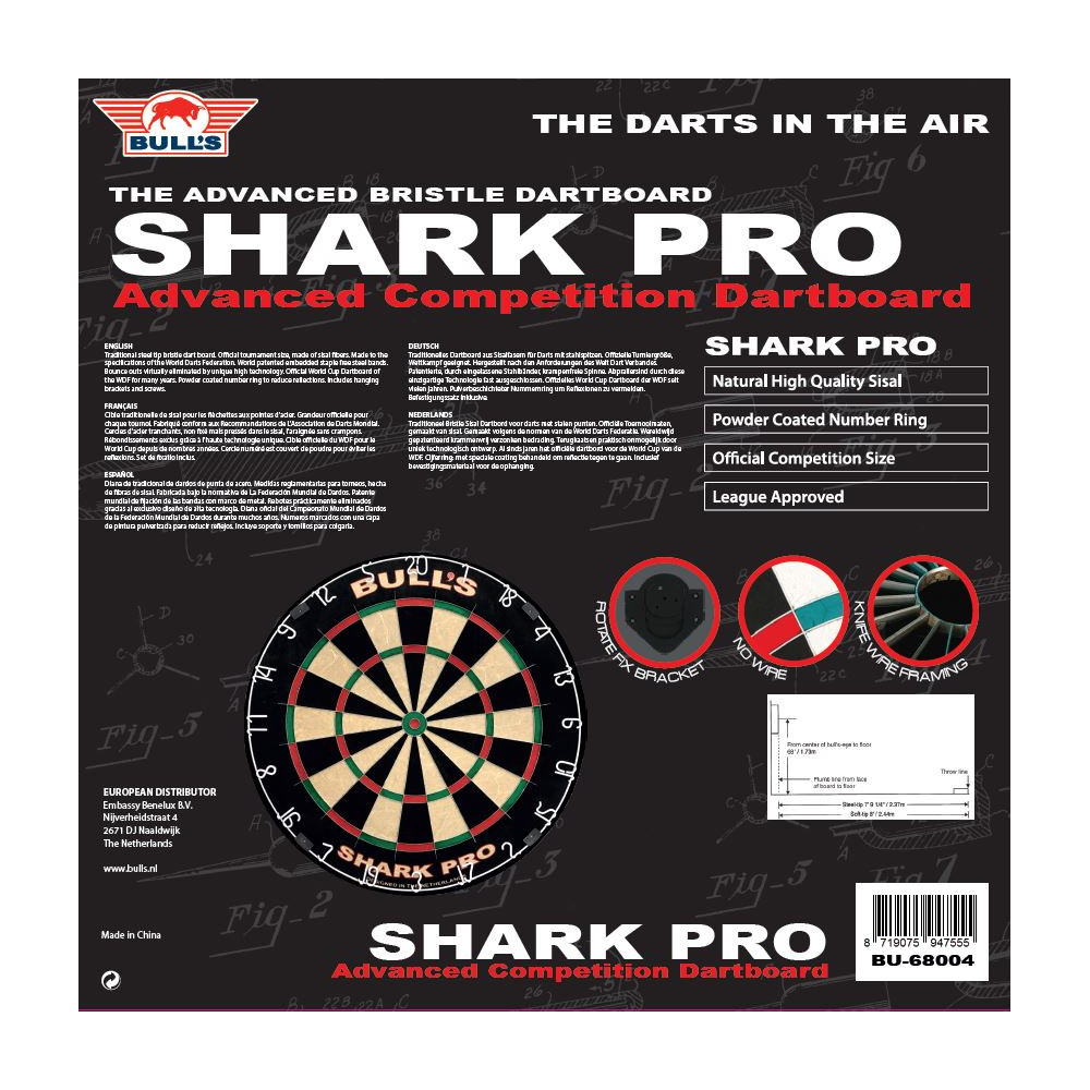Sisalový terč na šipky Bull's Shark Pro - Obrázek 5
