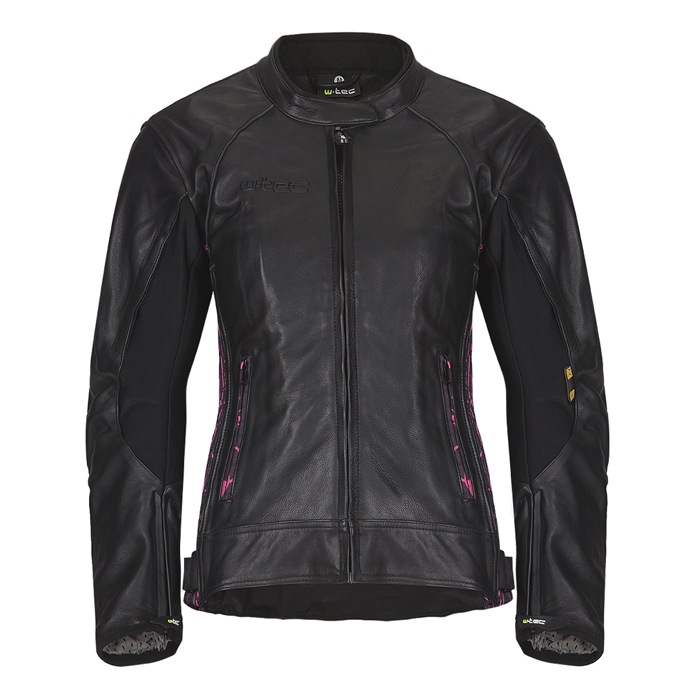 Dámská kožená moto bunda W-TEC Caronina  černo-růžová  L