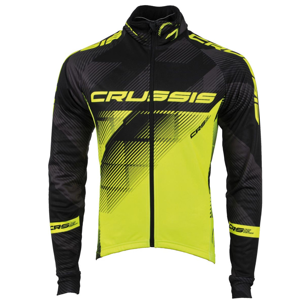 Levně Pánská cyklistická bunda CRUSSIS černo-fluo žlutá černá-fluo žlutá S