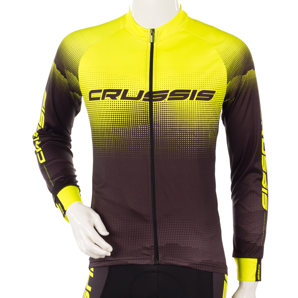 Cyklistický dres s dlouhým rukávem Crussis CSW-060  černá-fluo žlutá  M - černá,fluo žlutá