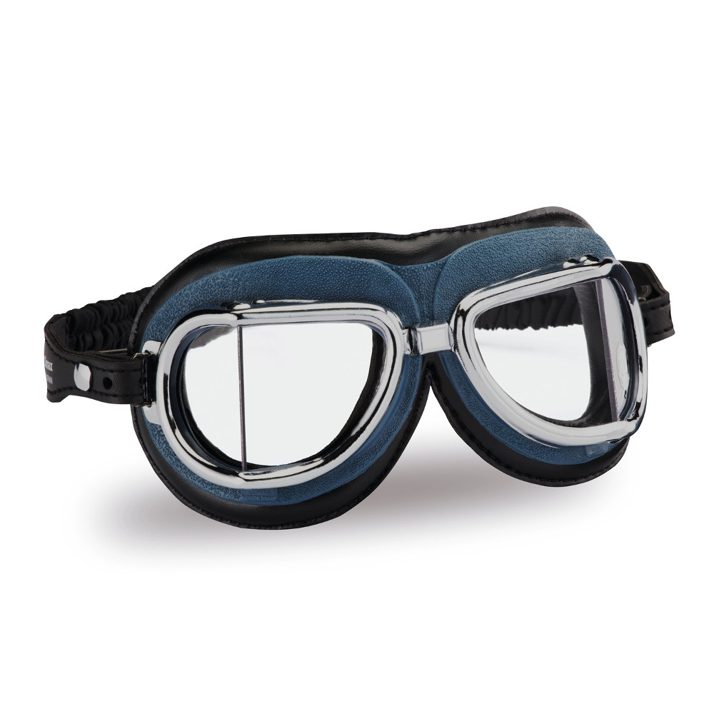 Vintage moto brýle Climax 513 modré/chromový rámeček/čirá skla