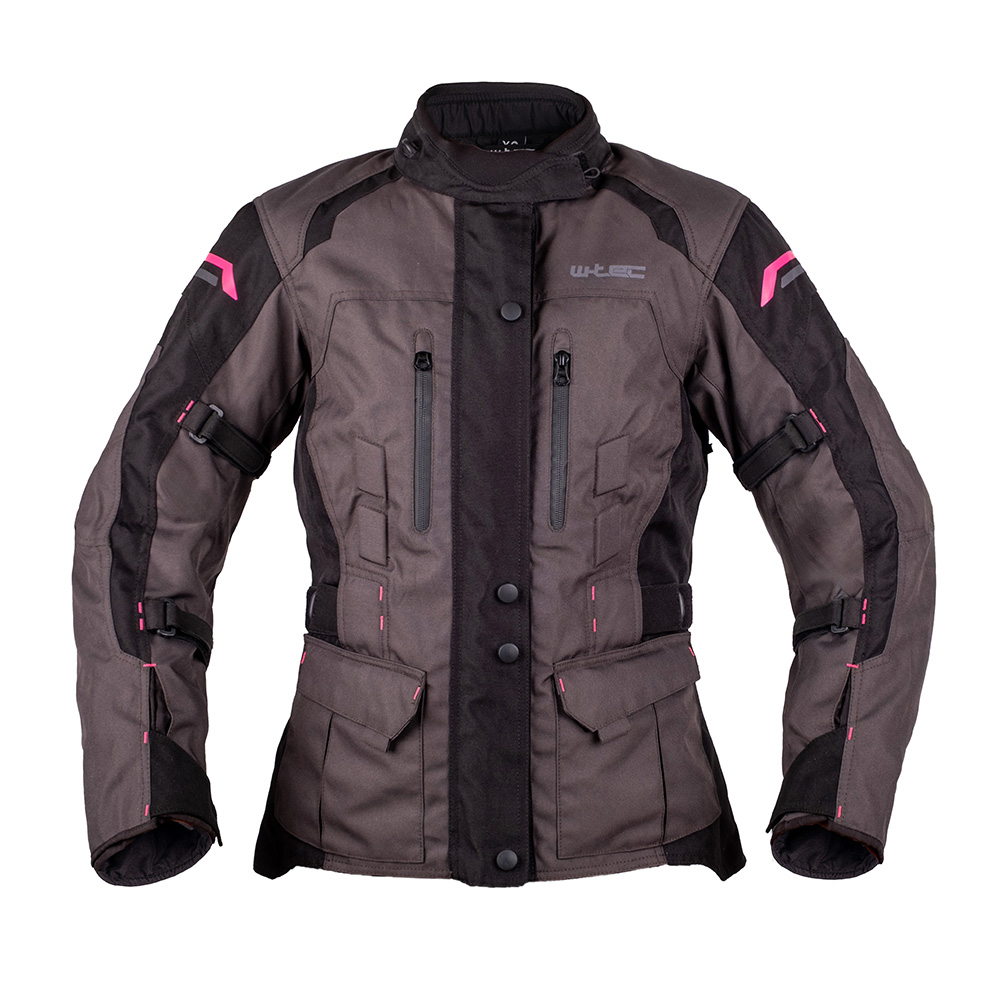 Dámská moto bunda W-TEC Barbata černo-šedo-růžová XS