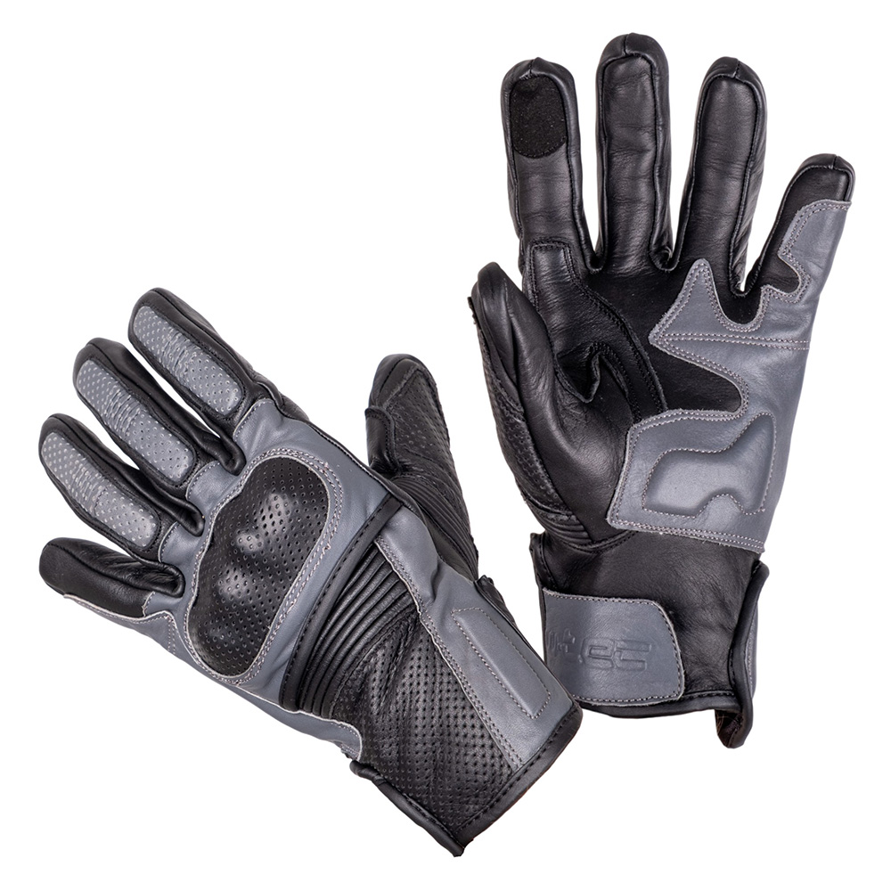 Kožené moto rukavice W-TEC Boldron černo-šedá S