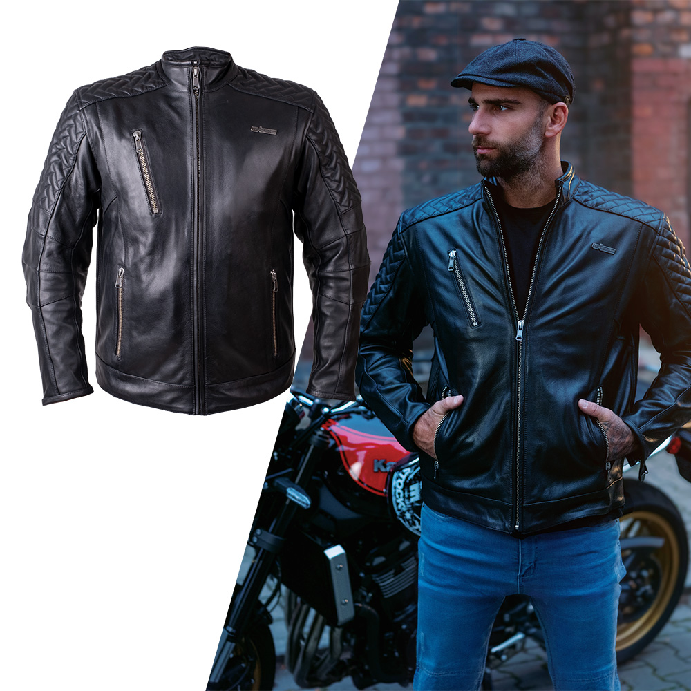 Kožená moto bunda W-TEC Elcabron černá - 3XL