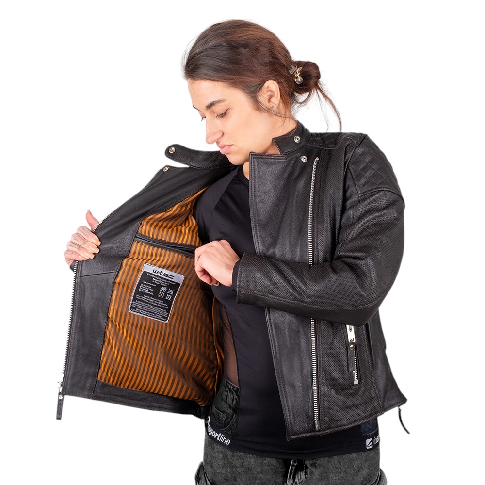 Dámská kožená bunda W-TEC Mantura tmavě hnědá M rozšířená - Obrázek 5