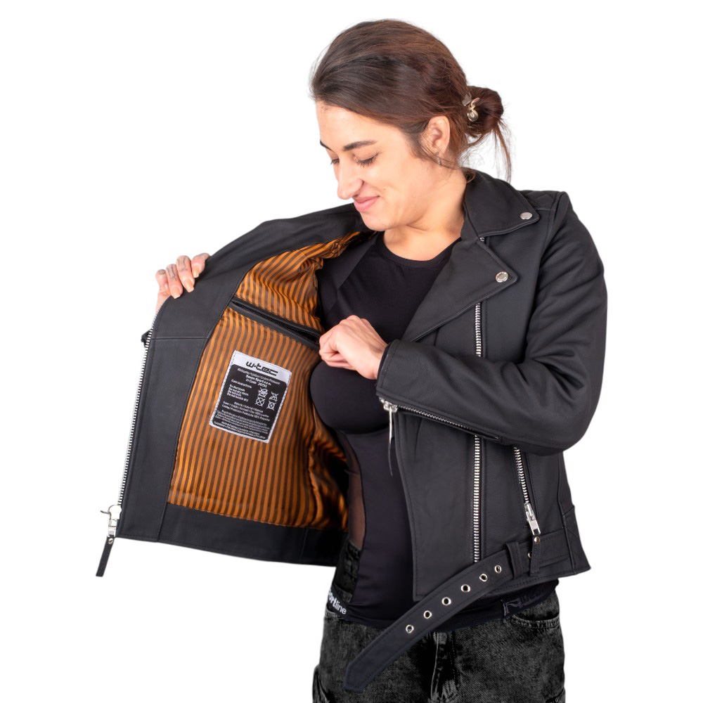 Dámská kožená moto bunda W-TEC Brinea matně černá M rozšířená - Obrázek 5