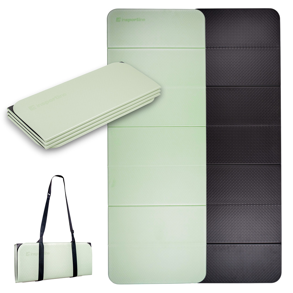 Skládací podložka na cvičení inSPORTline Misette 180x61x0,8 cm matcha zeleno-černá