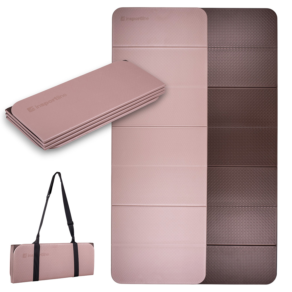 Skládací podložka na cvičení inSPORTline Misette 180x61x0,8 cm bamboo beige-hnědá