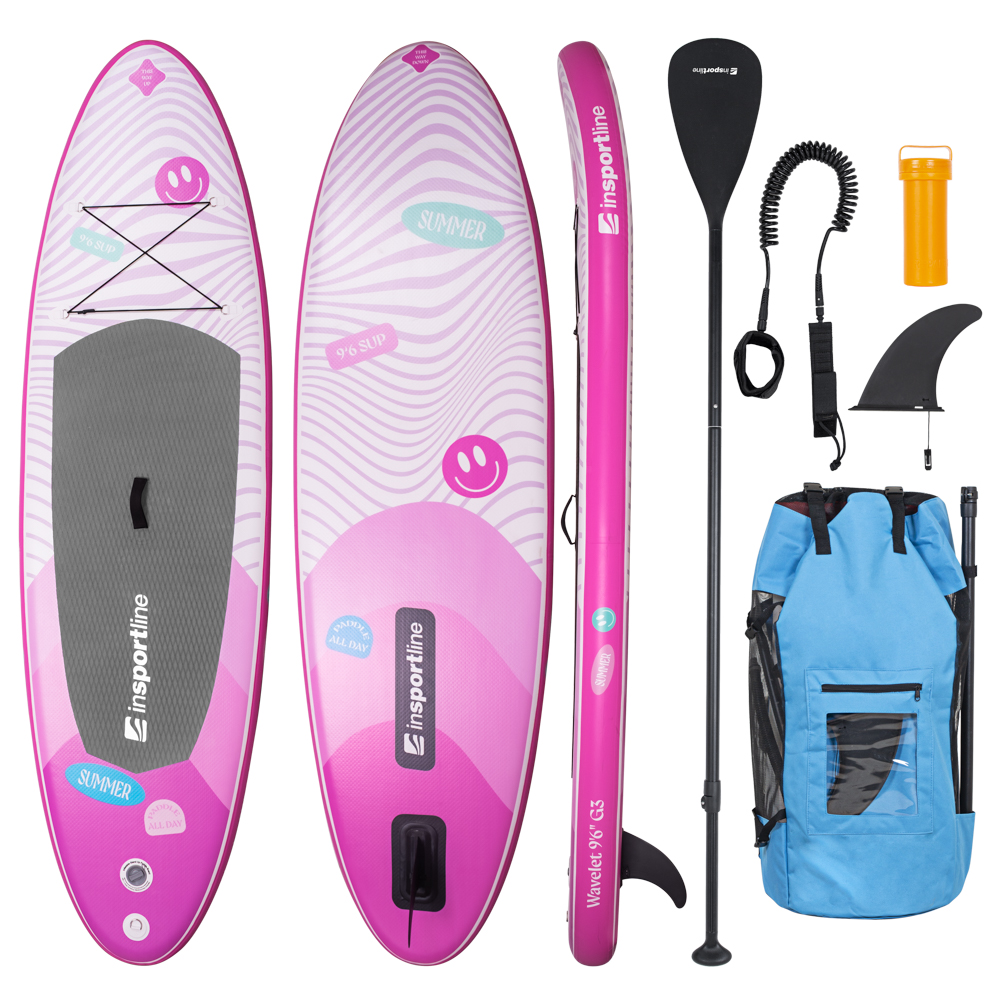 Paddleboard s příslušenstvím inSPORTline Wavelet 9'6" růžová