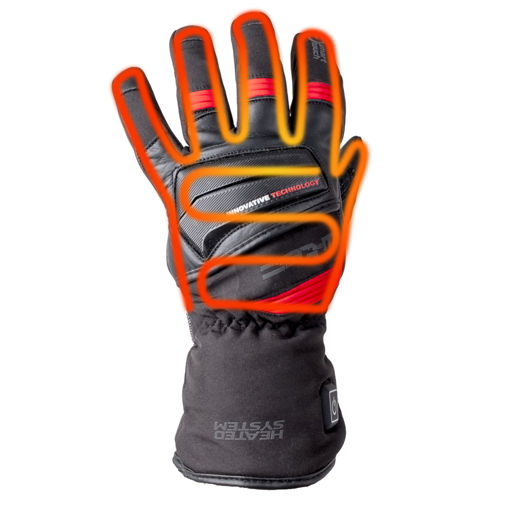 Vyhřívané moto a lyžařské rukavice W-TEC HEATamo 2×2000 mAh černo-červená 3XL