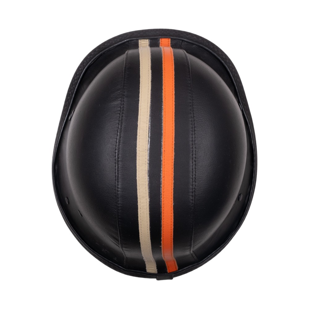 Retro otevřená moto helma Sodager Stripes černá s oranžovým a béžovým pruhem XXL (63-64) - Obrázek 4