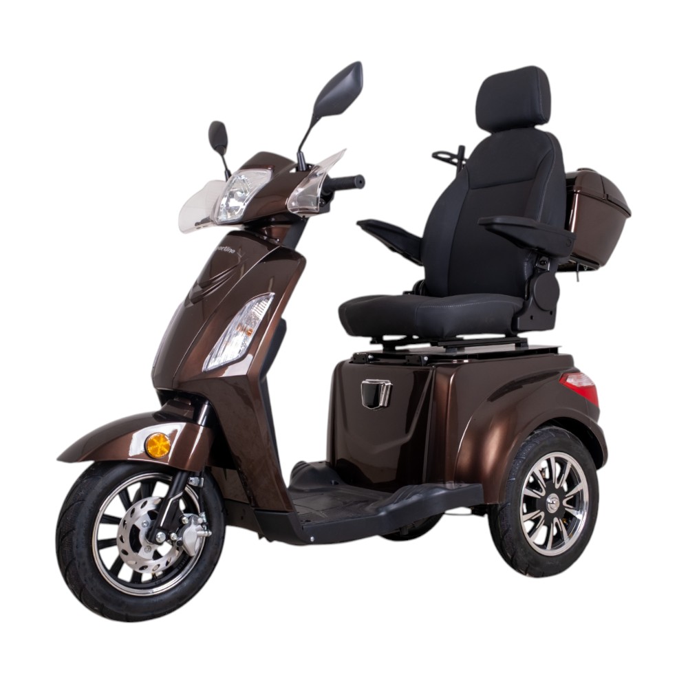 Elektrický tříkolový vozík inSPORTline Zorica Deluxe s elektromagnetickou brzdou  hnědá