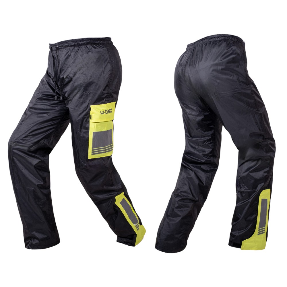 Pláštěnkové moto kalhoty W-TEC Colnari černá-fluo zelená S