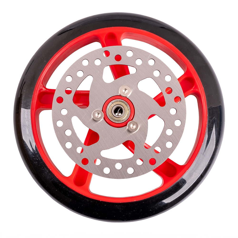 Náhradní kolo s brzdovým diskem na koloběžku Discola 200x30mm  červená - červená