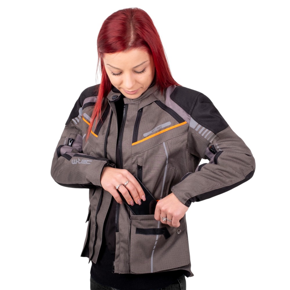 Dámská touringová moto bunda W-TEC Smackton Lady šedo-oranžová S (obrázek 11)