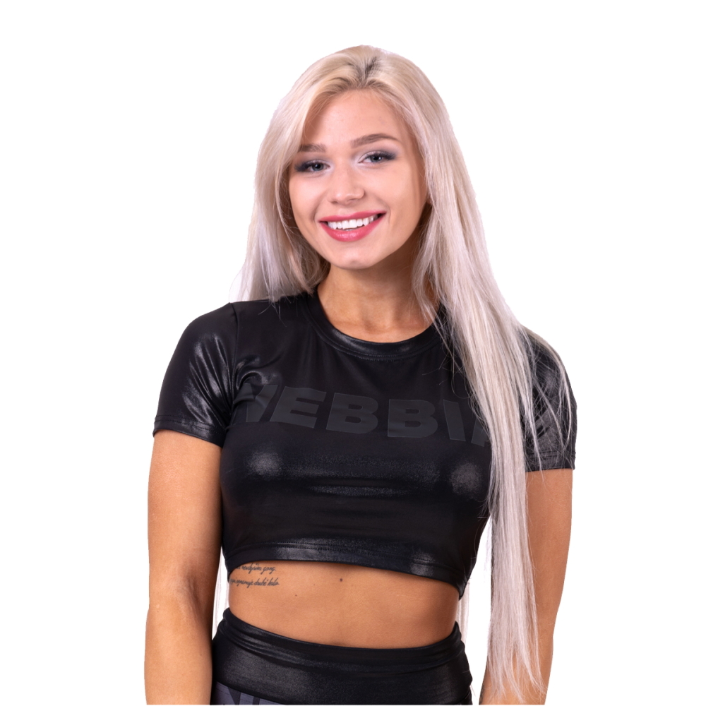 Dámský crop top Nebbia "Sandra D" 657  Black  S - Black