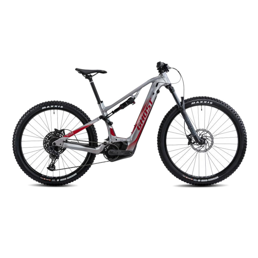 Celoodpružené elektrokolo Ghost E-ASX 130 Universal B750 29"/27.5"  Light Grey/Red  XL (20", 185-200 cm)