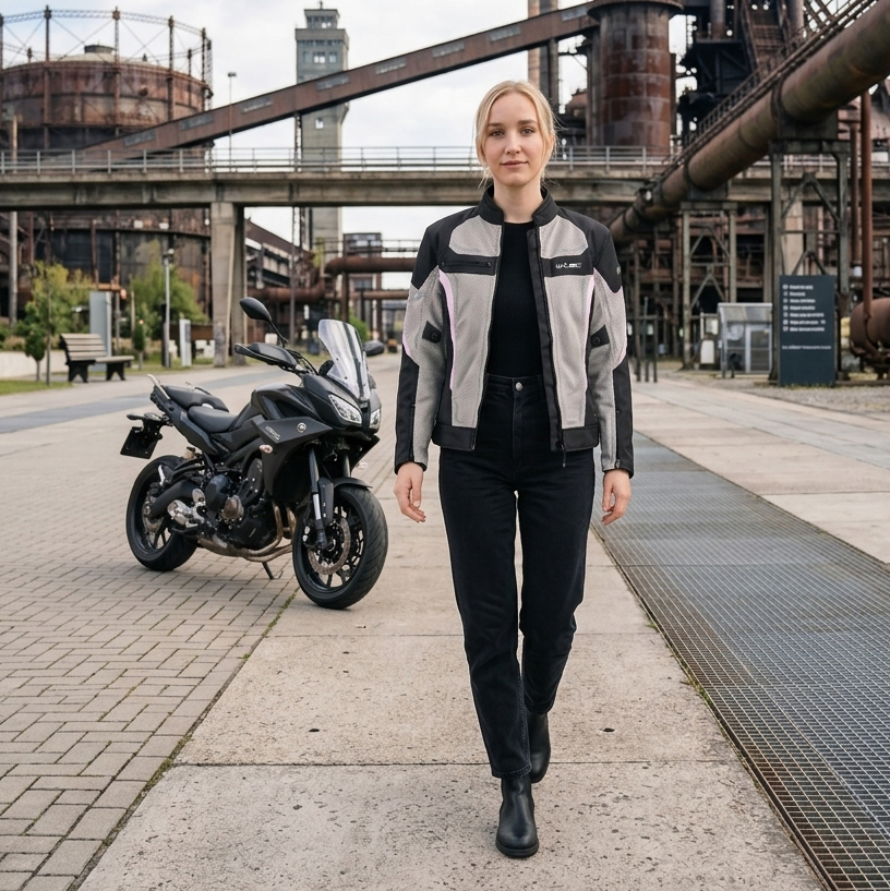 Letní dámská moto bunda W-TEC Mirelia černo-šedo-růžová M (obrázek 9)