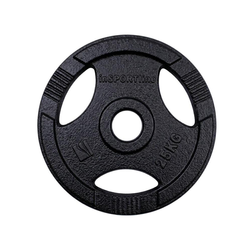 Litinový olympijský kotouč inSPORTline Hamerton Black 25 kg 50 mm