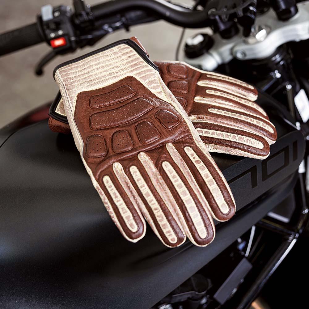 Kožené moto rukavice W-TEC Retro Gloves hnědo-béžová S (obrázek 6)