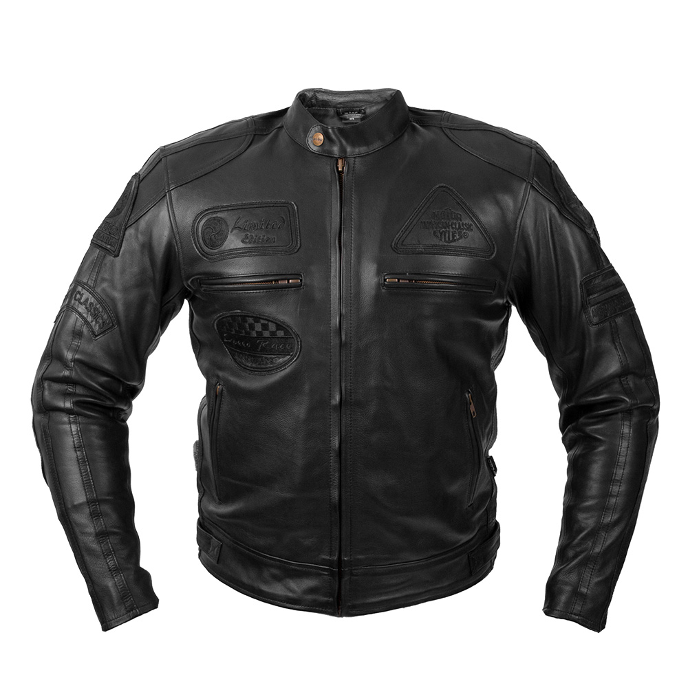 Pánská kožená moto bunda W-TEC Urban Noir černá - 6XL