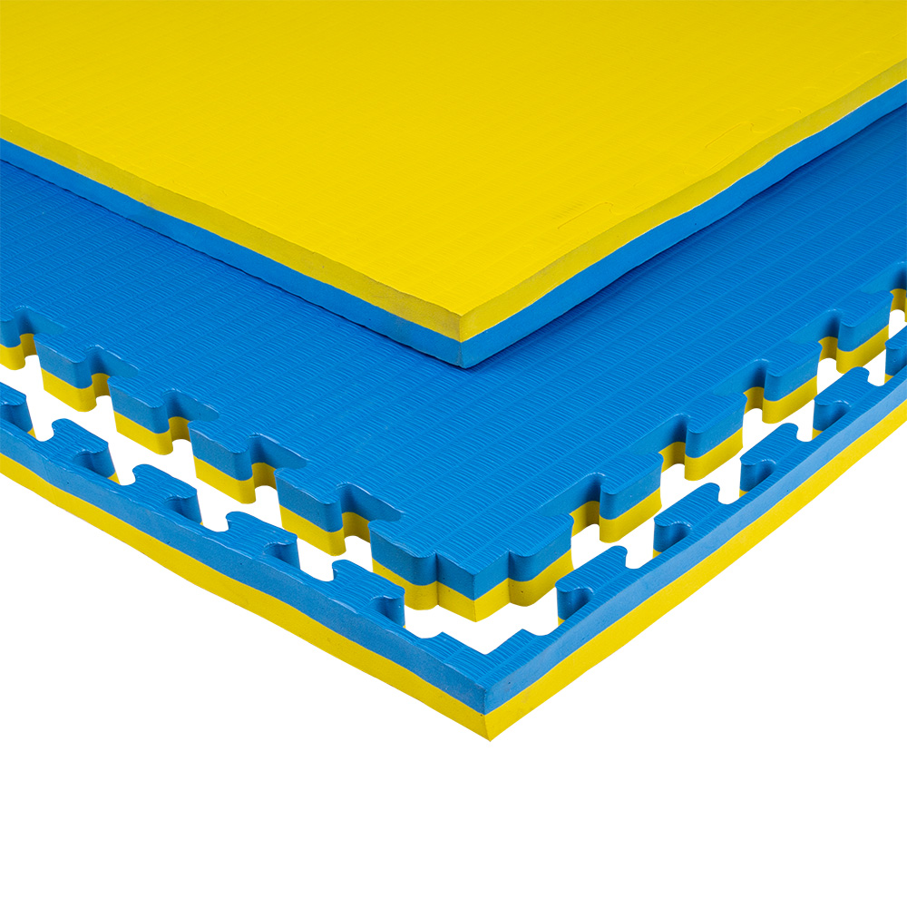 Puzzle tatami podložka inSPORTline Malmeida 100x100x4 cm  modro-žlutá - modro,žlutá