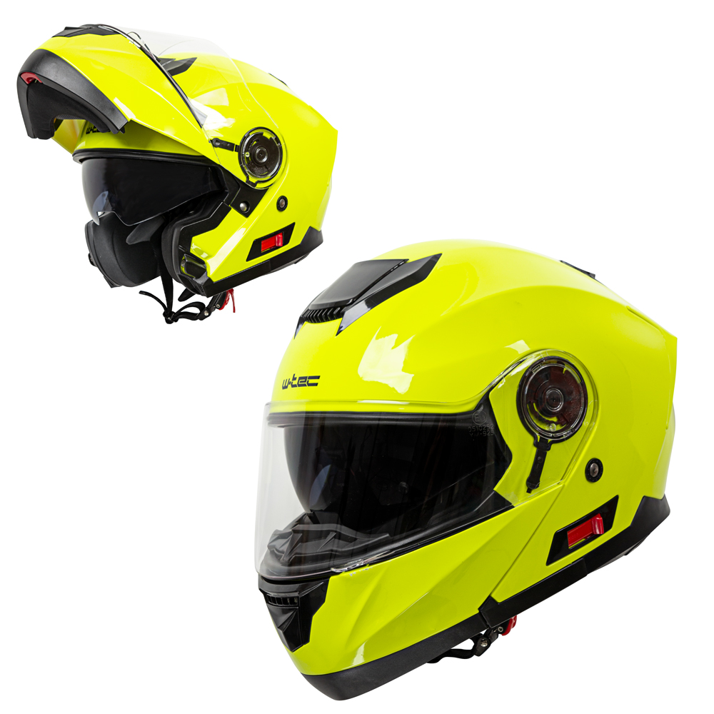 Levně Výklopná moto přilba W-TEC Lanxamo Fluo Yellow S (55-56)