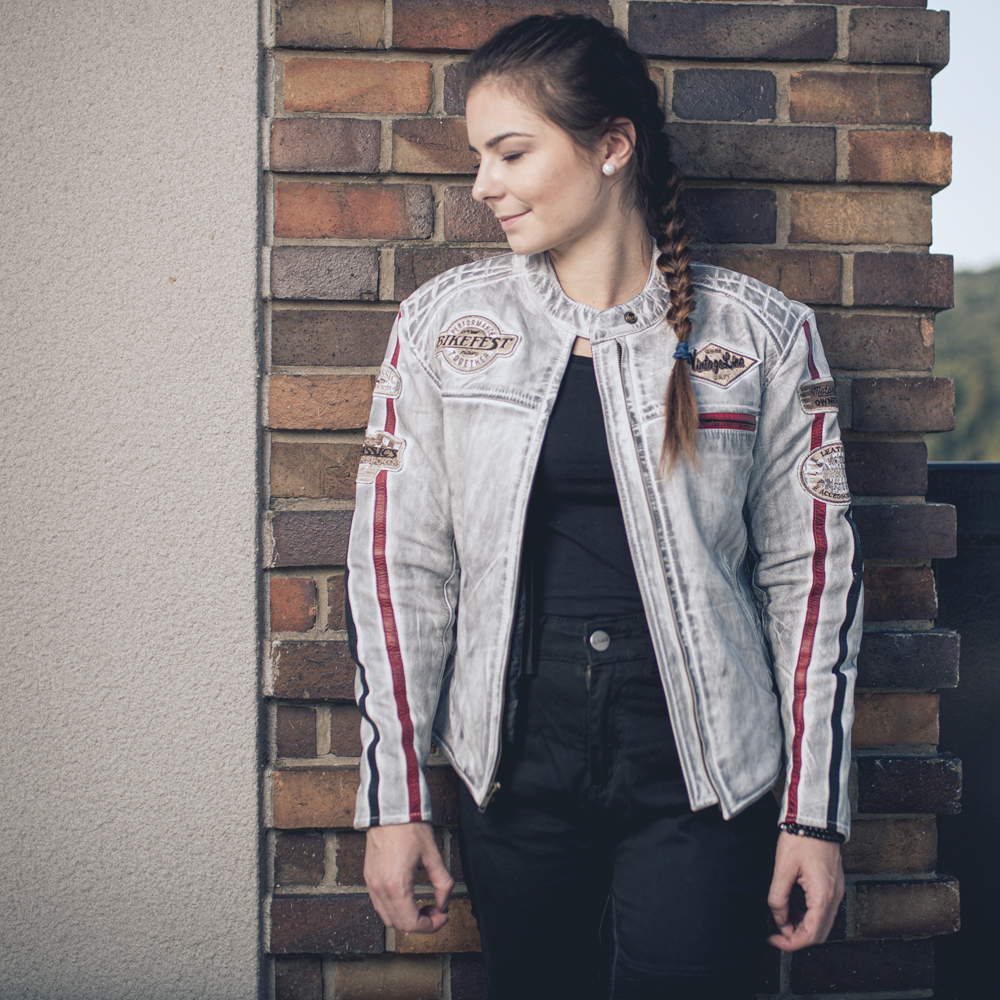 Dámská kožená moto bunda W-TEC Sheawen Lady White bílá S (obrázek 5)