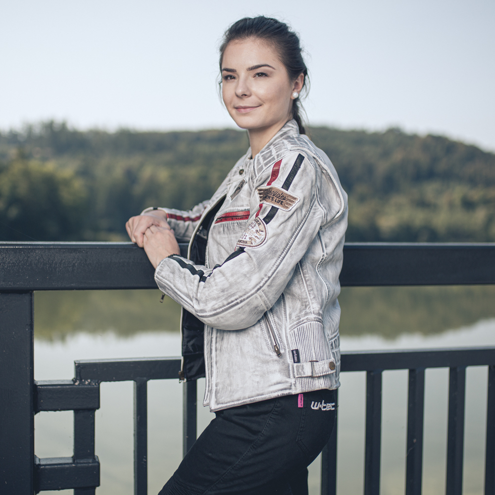 Dámská kožená moto bunda W-TEC Sheawen Lady White bílá S (obrázek 6)