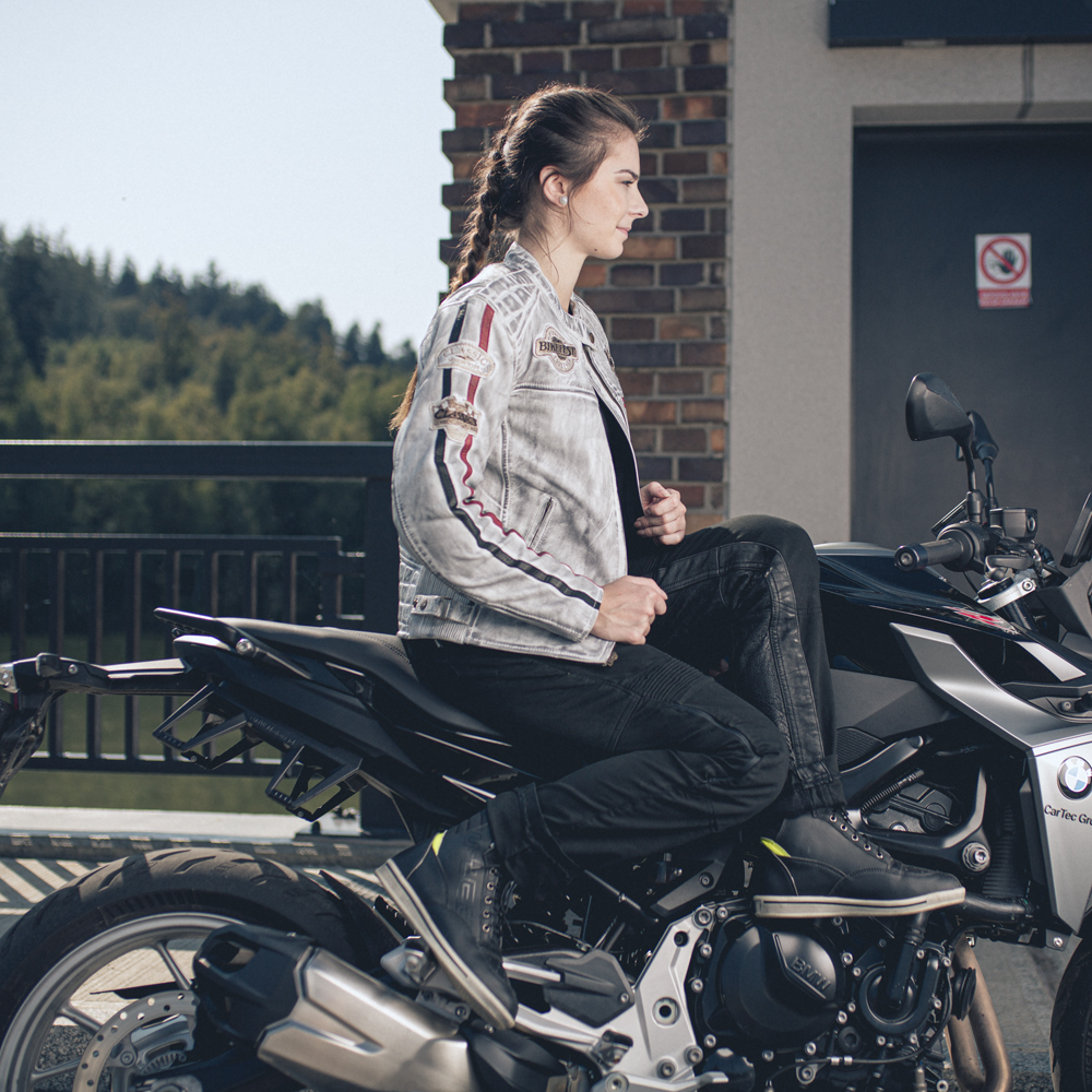 Dámská kožená moto bunda W-TEC Sheawen Lady White bílá S (obrázek 8)
