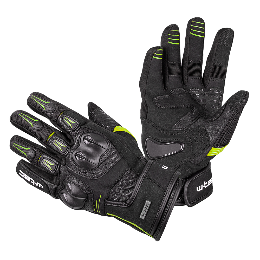 Kožené moto rukavice W-TEC Legend černá-fluo - 3XL