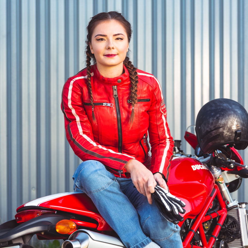 Dámská kožená bunda W-TEC Umana červená XS - Obrázek 7