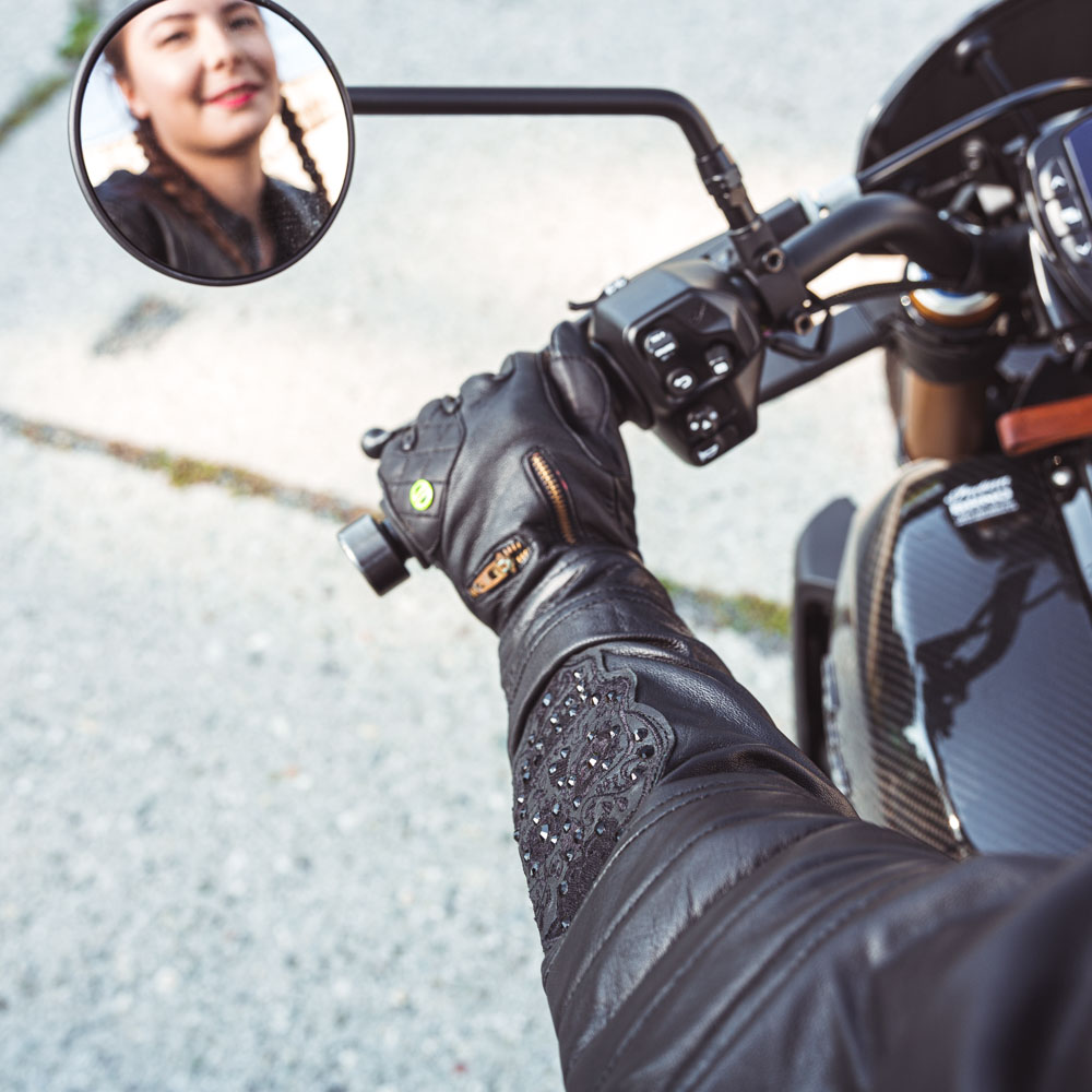 Dámská kožená bunda W-TEC Strass černá s kamínky XXL - Obrázek 5