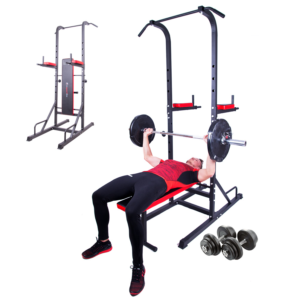 Nakládací činkový set s hrazdou inSPORTline CEM 180+40 cm/30 mm 80kg