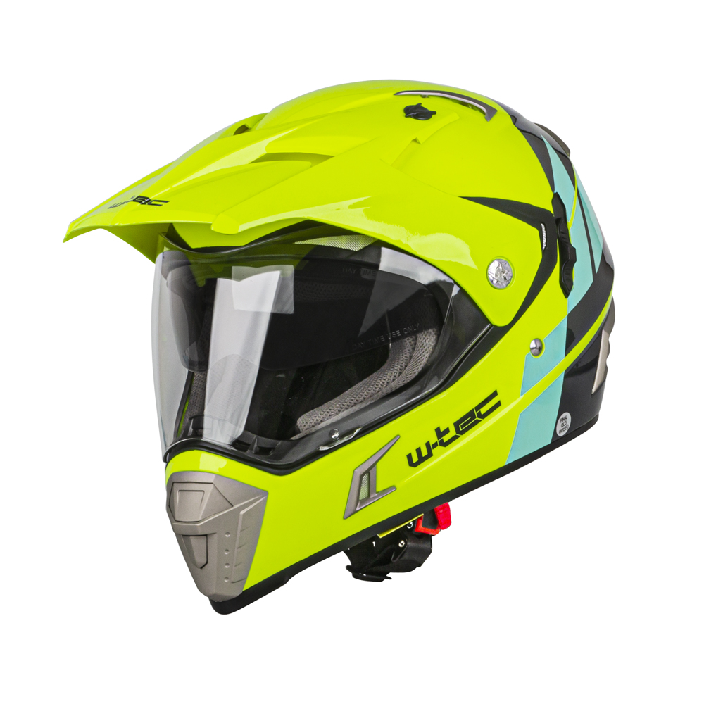 Levně Moto přilba W-TEC Dualsport Fluo Yellow-Blue XXL (63-64)