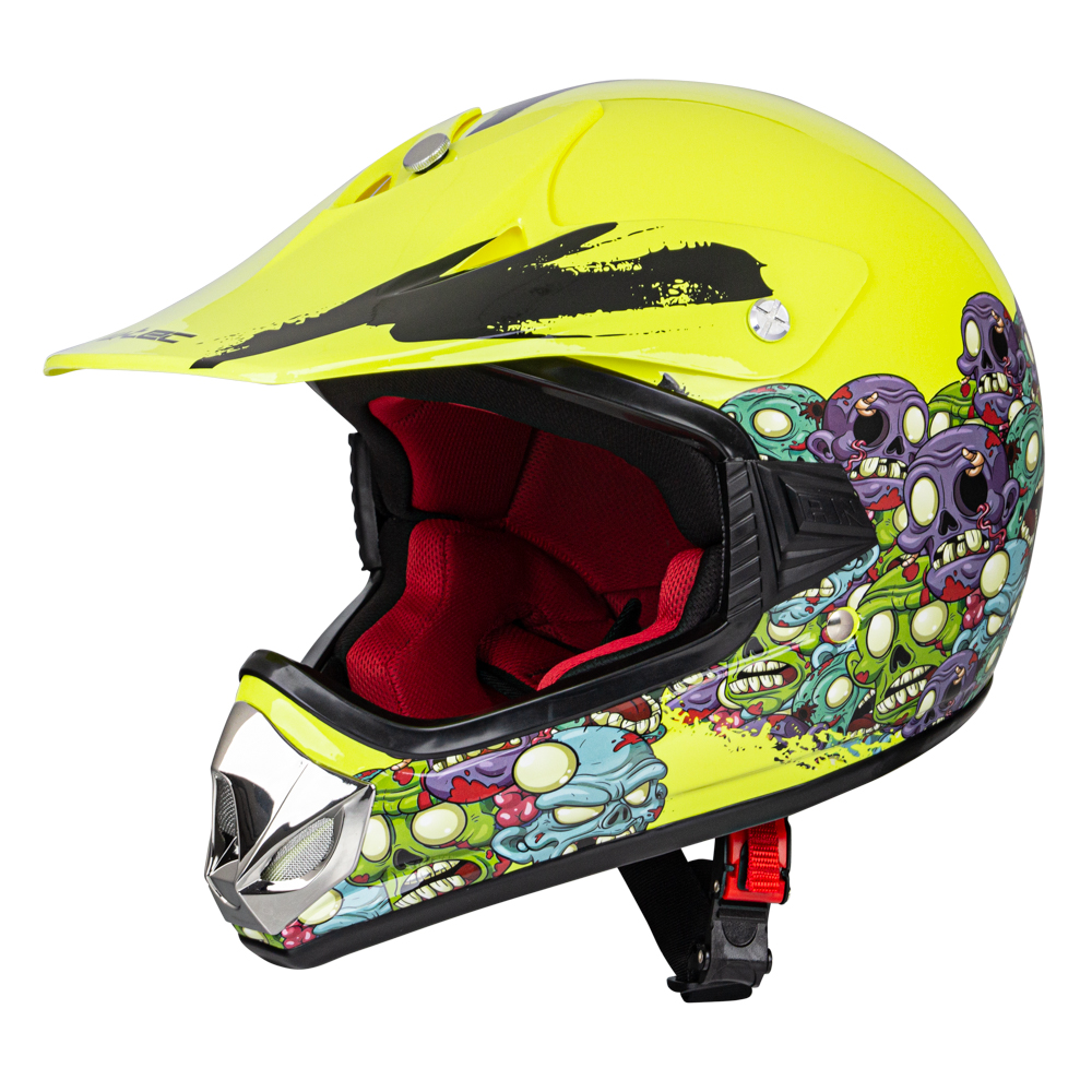 Levně Dětská moto přilba W-TEC V310 Zombie Neon Green L (53-54)