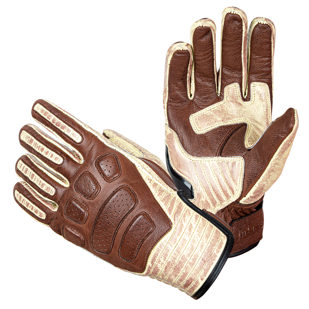 Kožené moto rukavice W-TEC Retro Gloves  hnědo-béžová  M - hnědo,béžová