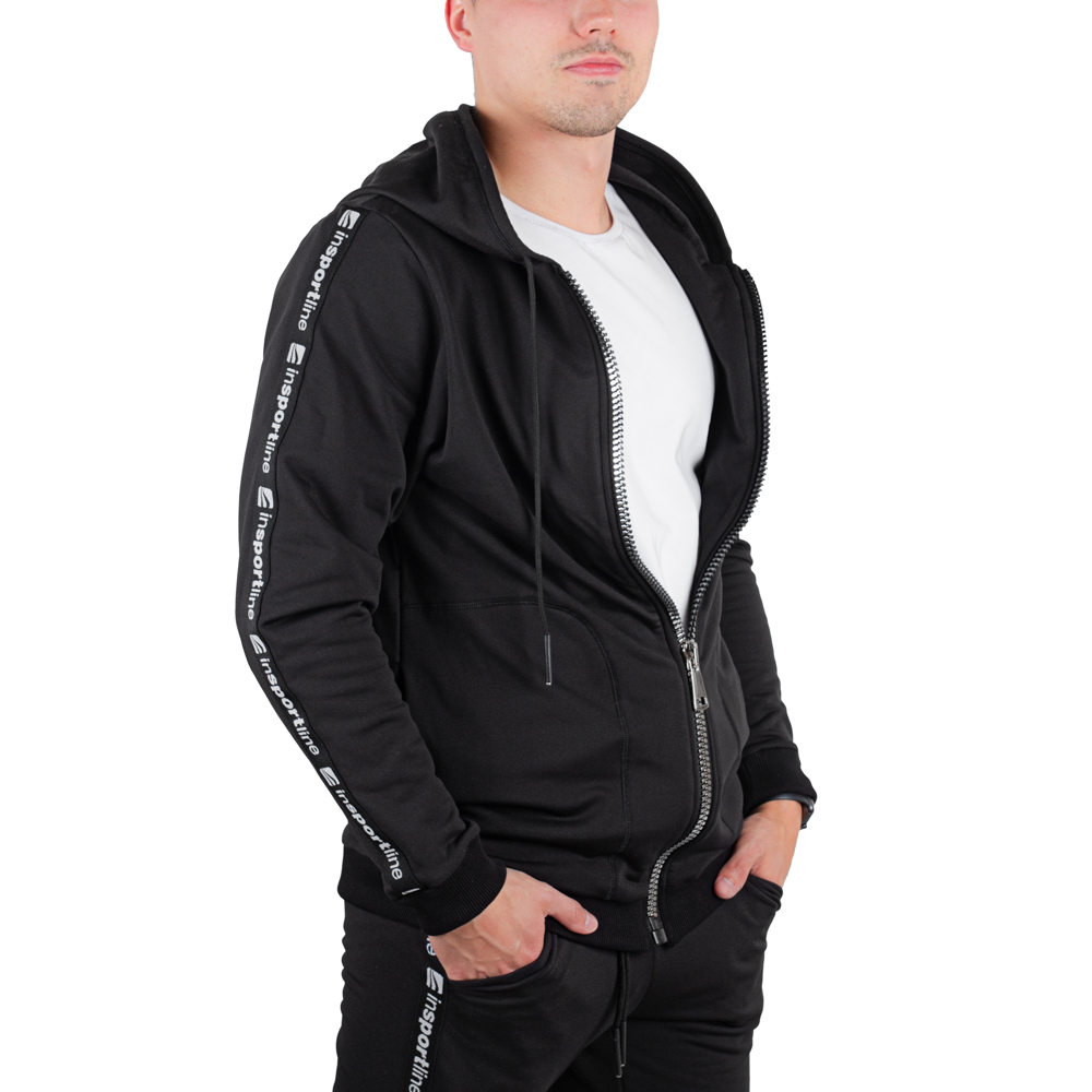 Pánská tepláková bunda inSPORTline Comfyhoodie Man černá - S