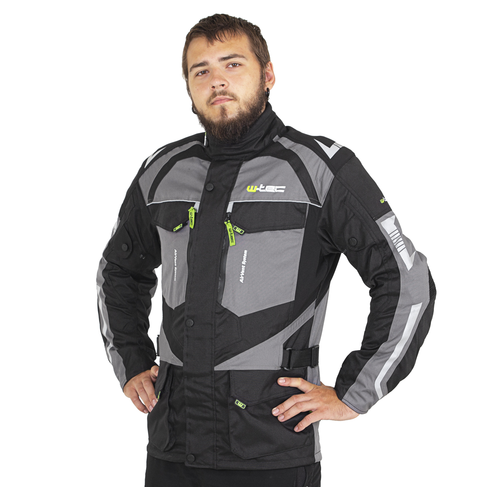 Pánská moto bunda W-TEC Burdys Evo černo-šedo-zelená 6XL - Obrázek 4