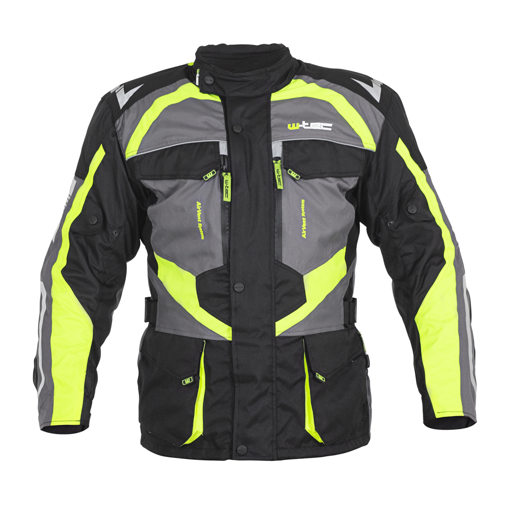 Pánská moto bunda W-TEC Burdys Evo černo-šedo-zelená - 3XL