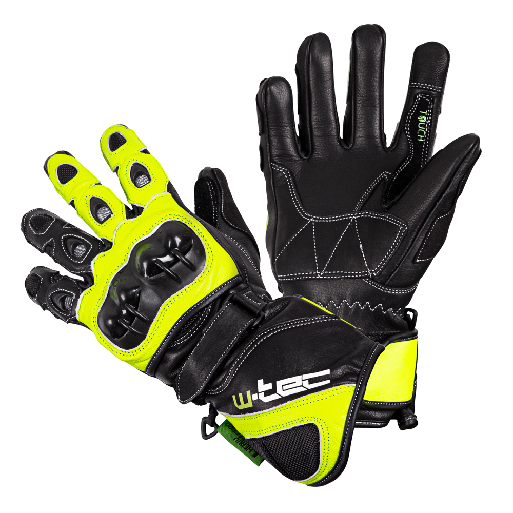 Motocyklové rukavice W-TEC Supreme EVO  černo-zelená  L - černo,zelená