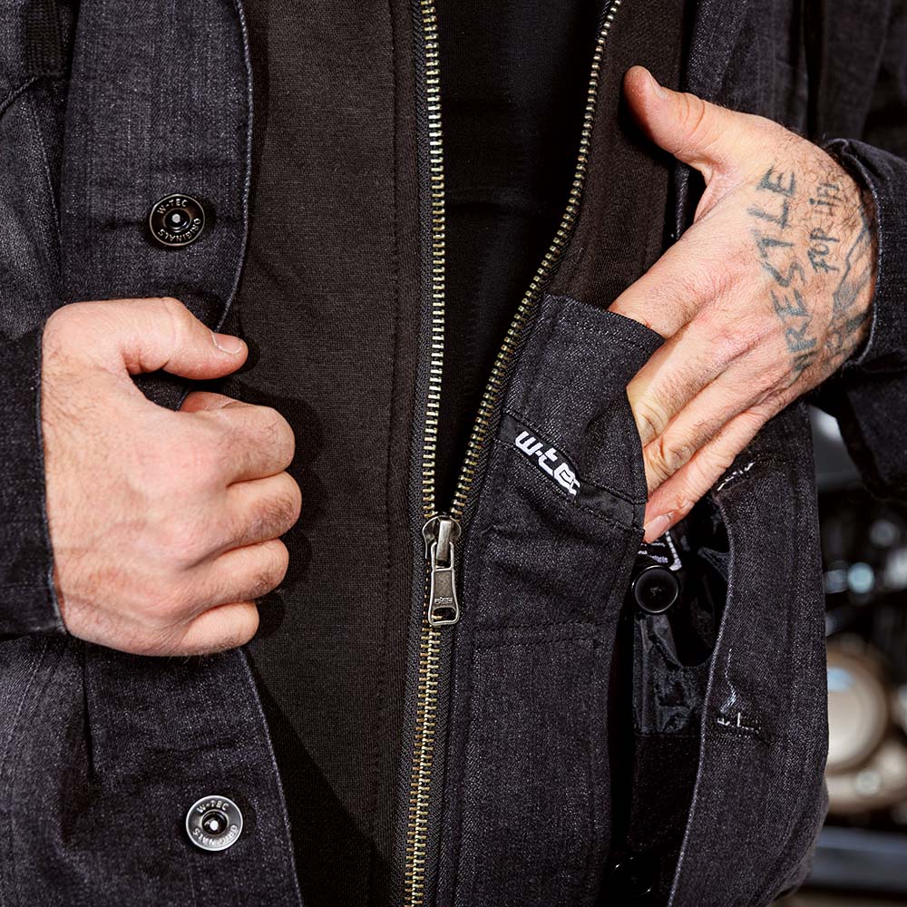 Pánská jeansová letní moto bunda W-TEC Kafec s kapucí černá 5XL (obrázek 9)