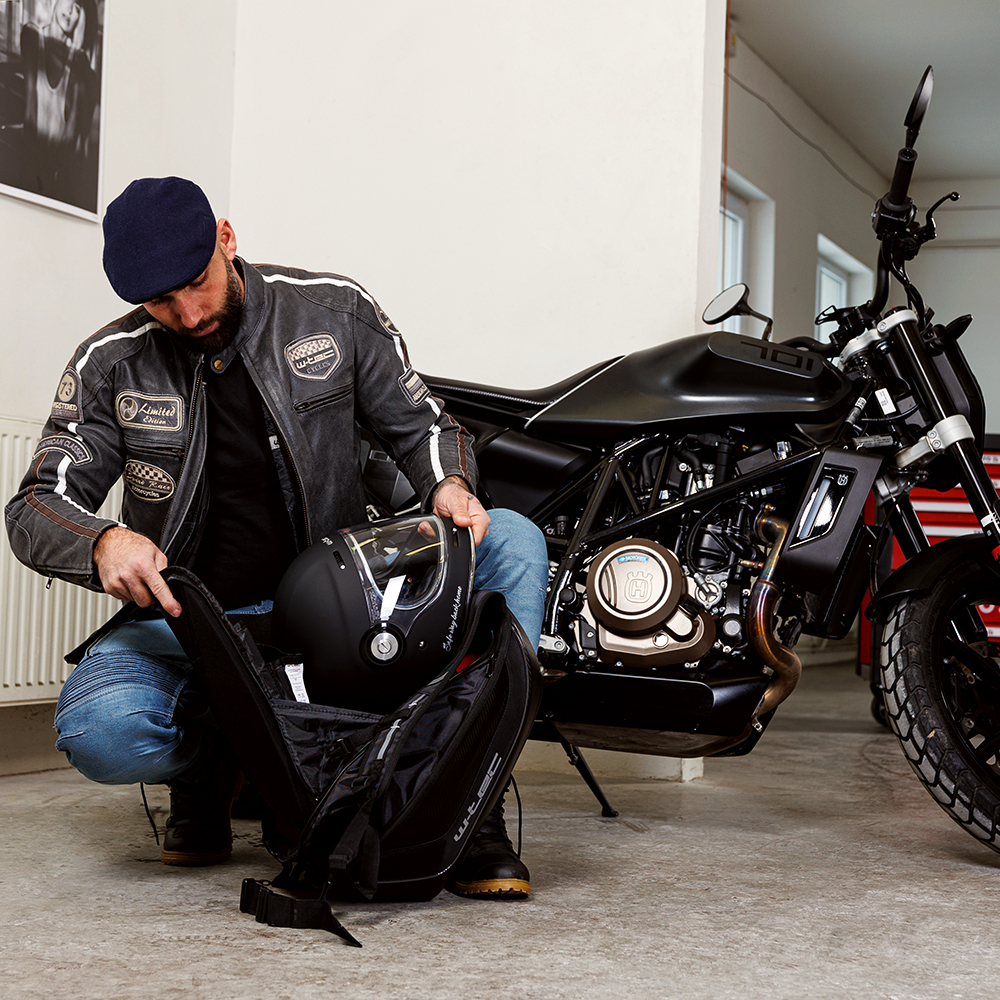 Pánská kožená moto bunda W-TEC Dark Vintage tmavě šedá S (obrázek 8)