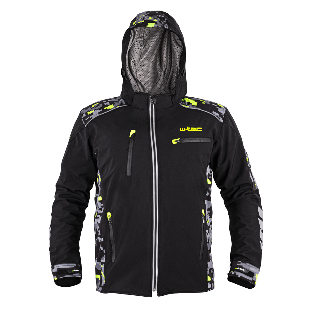 Pánská softshellová moto bunda W-TEC Kybero  černá-fluo  4XL - černá,fluo